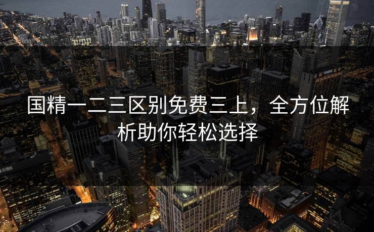 国精一二三区别免费三上，全方位解析助你轻松选择