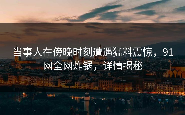 当事人在傍晚时刻遭遇猛料震惊，91网全网炸锅，详情揭秘